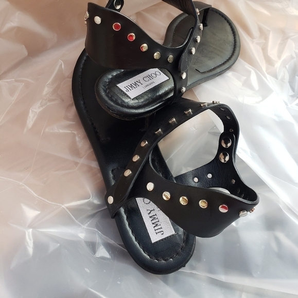 JIMMY CHOO Dara Vachetta Leather Flat Sandals - Picture 10 of 11